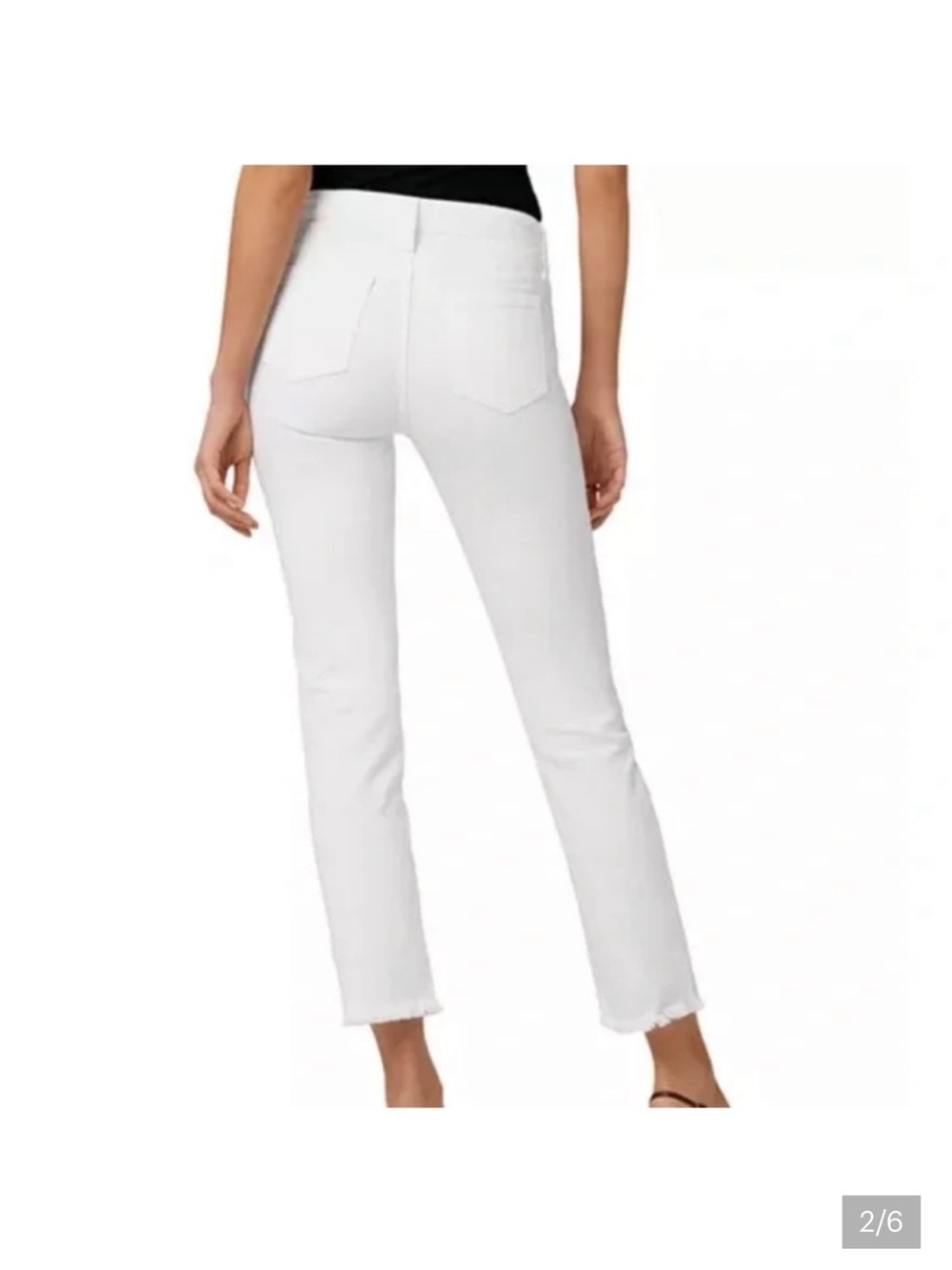 Joe's Jeans White Lara Mid-Rise Cigarette Anke Frayed Hem Jeans Size 34 - Picture 2 of 6